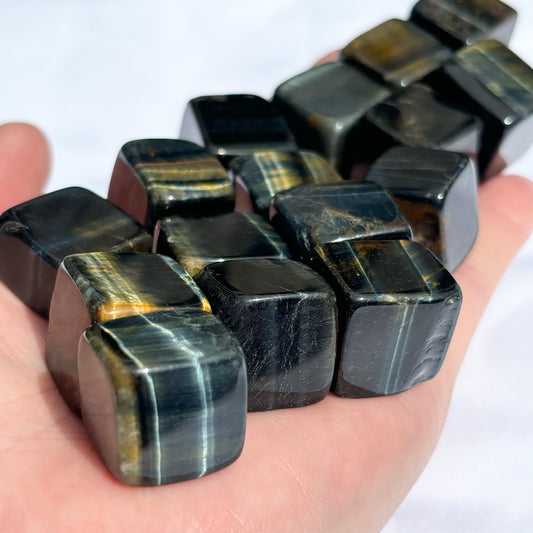 Blue Tiger’s Eye Mini Cubes from UK Wholesale Crystals