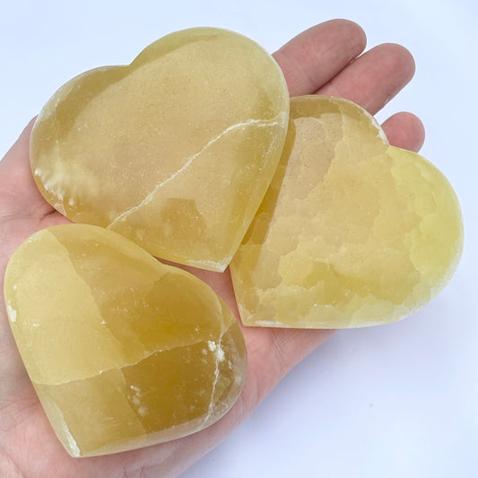 Lemon Calcite Hearts Bundle 567g 3 Pieces