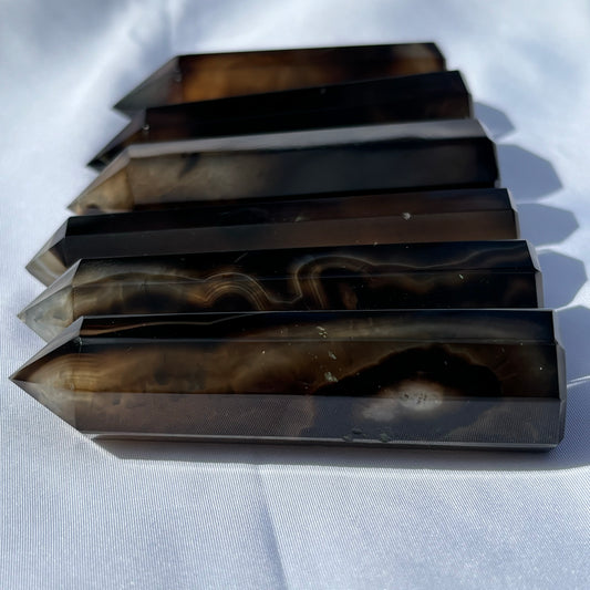 Black Agate Points Pack of 3 from UK Wholesale Crystals