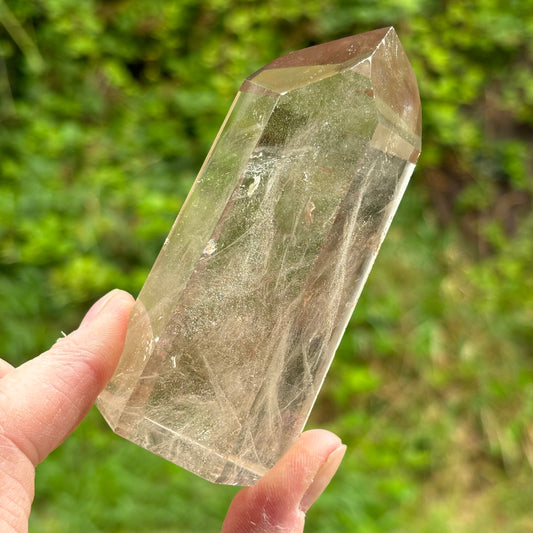 Brazilian Smokey Quartz Point with Phantoms 227g