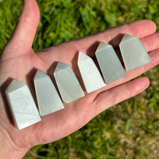 Sage Green Silky Moonstone Points Bundle 128g 6 Pieces