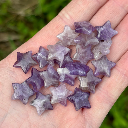 10 Mini Crystal Stars - Amethyst