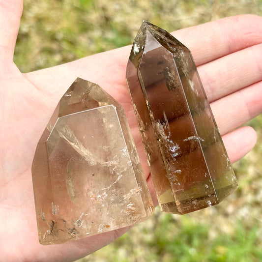 Brazilian Smokey Quartz Points Bundle 246g 2 Pieces