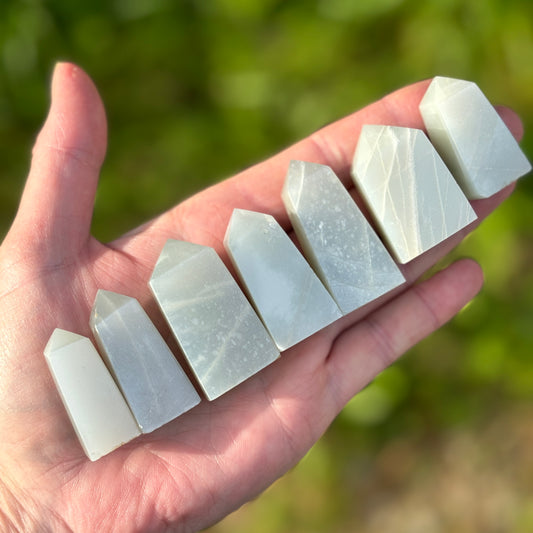 Sage Green Silky Moonstone Points Bundle 152g 7 Pieces