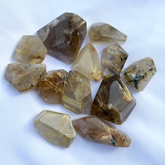 Brazilian Rutilated Quartz Freeforms 174g 12 Pieces from UK Wholesale Crystals