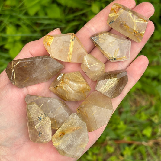 Brazilian Rutilated Quartz Freeforms 182g 11 Pieces from UK Wholesale Crystals