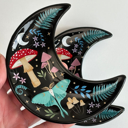 Crescent Moon Dark Forest Print Trinket Dish from UK Wholesale Crystals