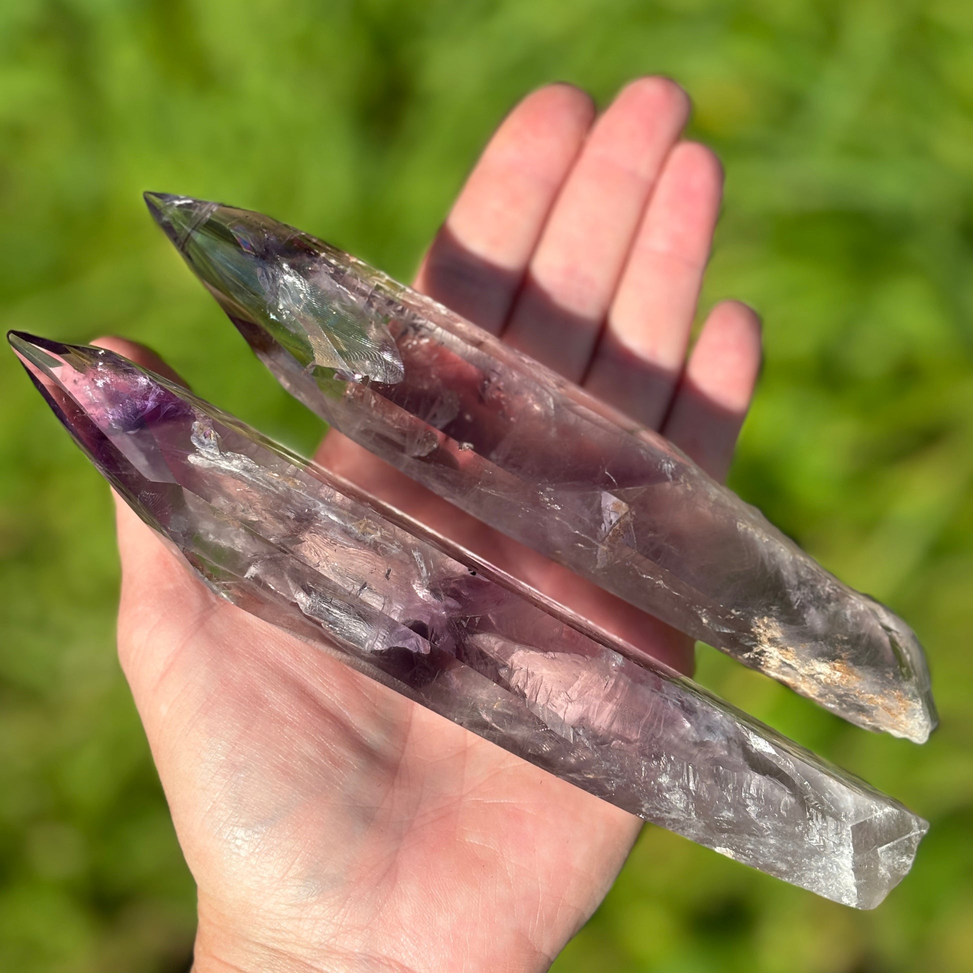 High Quality Brazilian Amethyst Half Polished Points Bundle 374g 2 Pieces from UK Wholesale Crystals