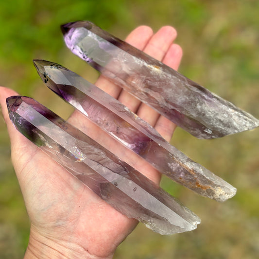 High Quality Brazilian Amethyst Half Polished Points Bundle 423g 3 Pieces from UK Wholesale Crystals