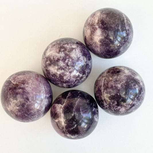 Lepidolite Spheres 5 Pieces - Bundle #1 from UK Wholesale Crystals