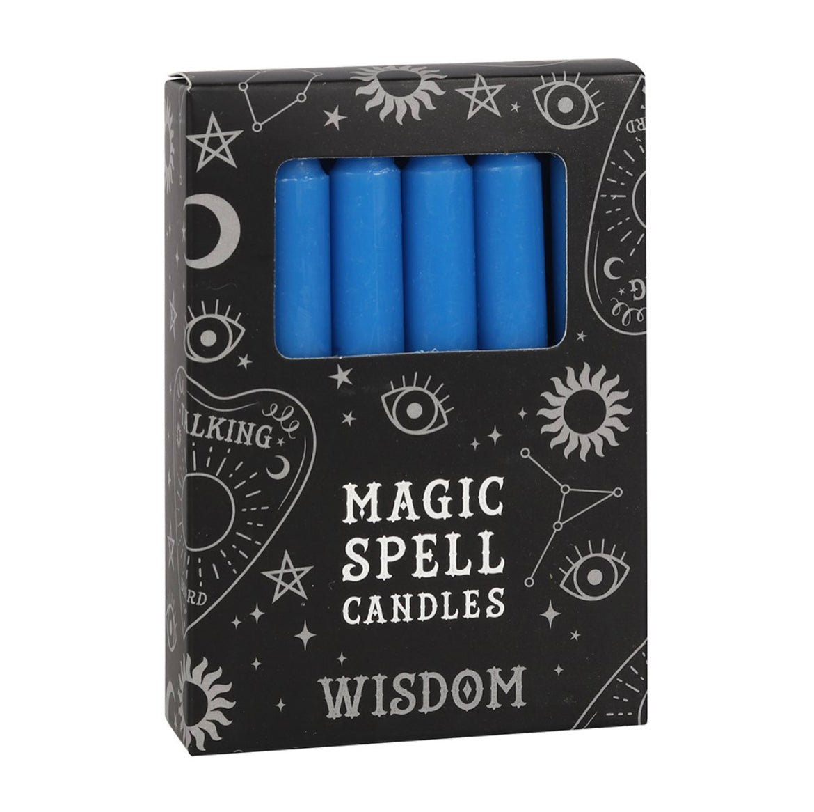 Pack of 12 Dark Blue Magic Spell Candles for Wisdom from UK Wholesale Crystals