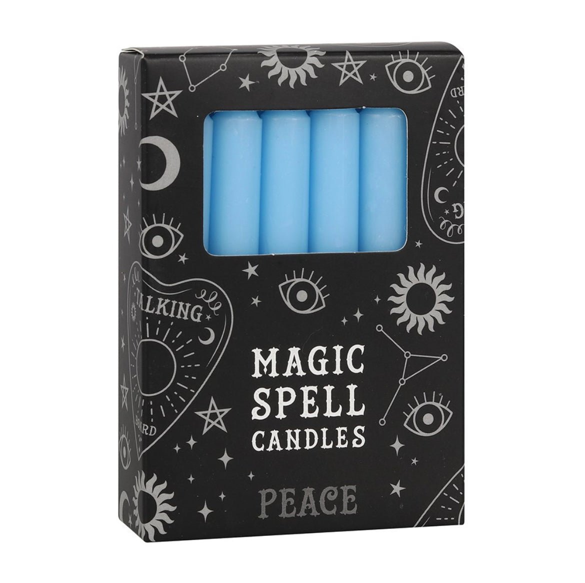 Pack of 12 Light Blue Magic Spell Candles for Peace from UK Wholesale Crystals