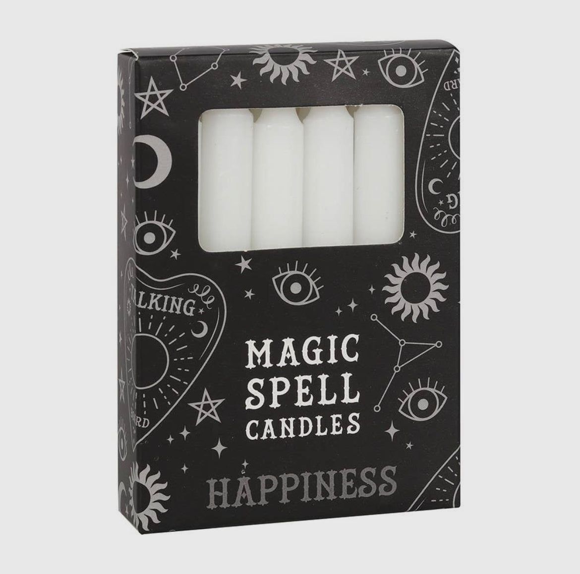 Pack of 12 White Magic Spell Candles for Happiness from UK Wholesale Crystals