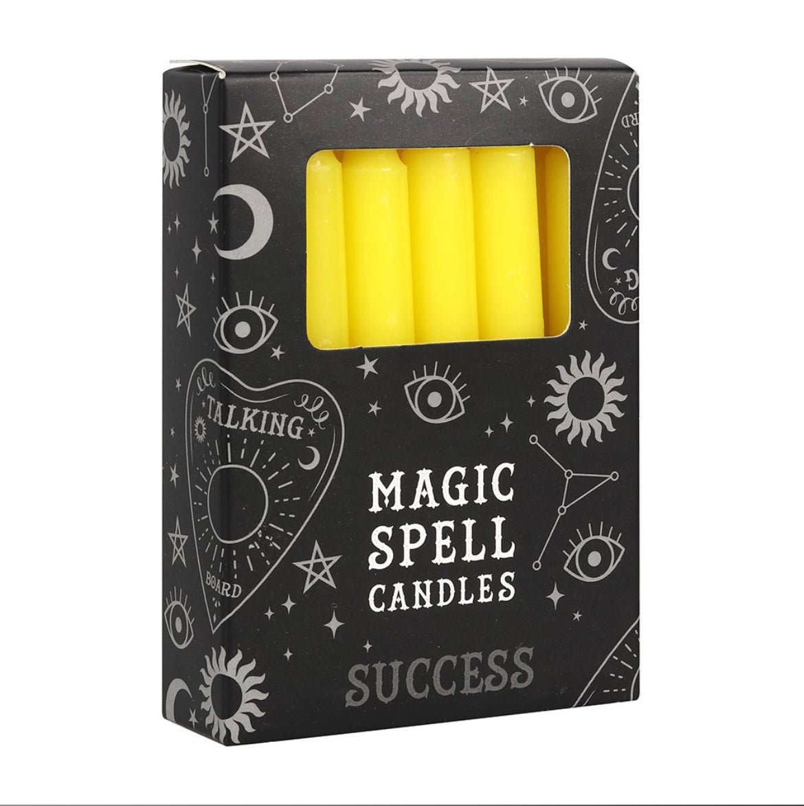 Pack of 12 Yellow Magic Spell Candles for Success from UK Wholesale Crystals