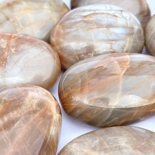 Peach Moonstone Palmstones from UK Wholesale Crystals